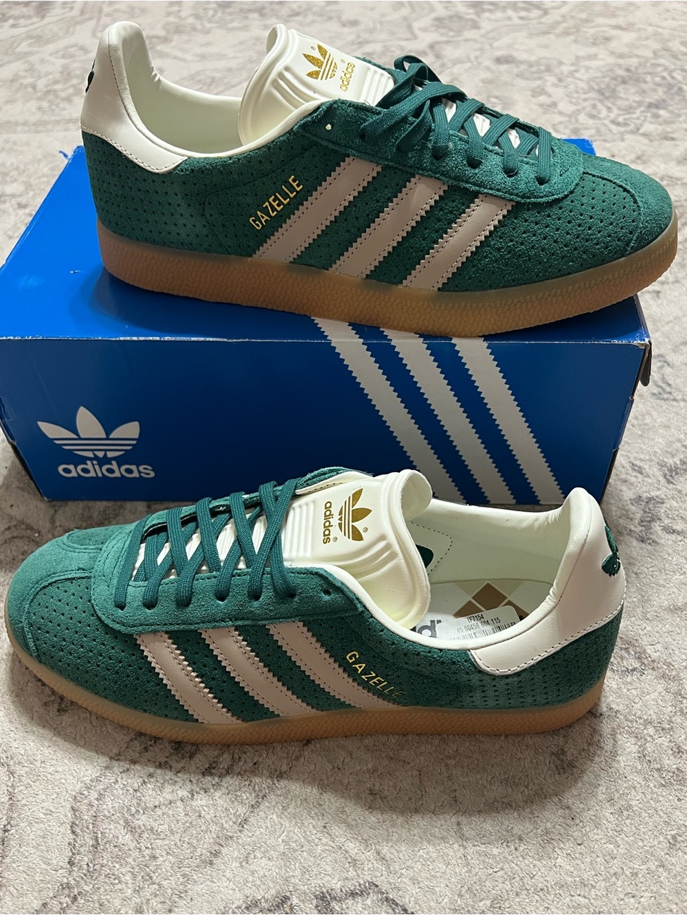 adidas Gazelle Collegiate Green Wonder Beige Gold Metallic